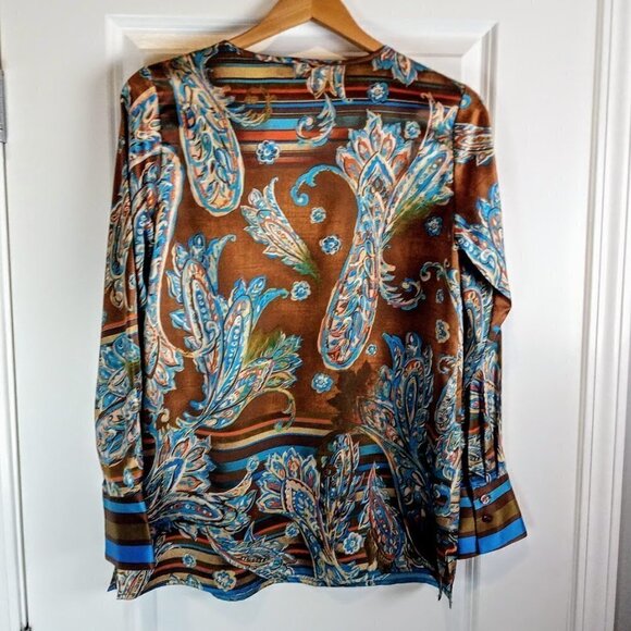 Belle by Kim Gravel Abstract Print LS Tunic Top - Picture 2 of 5